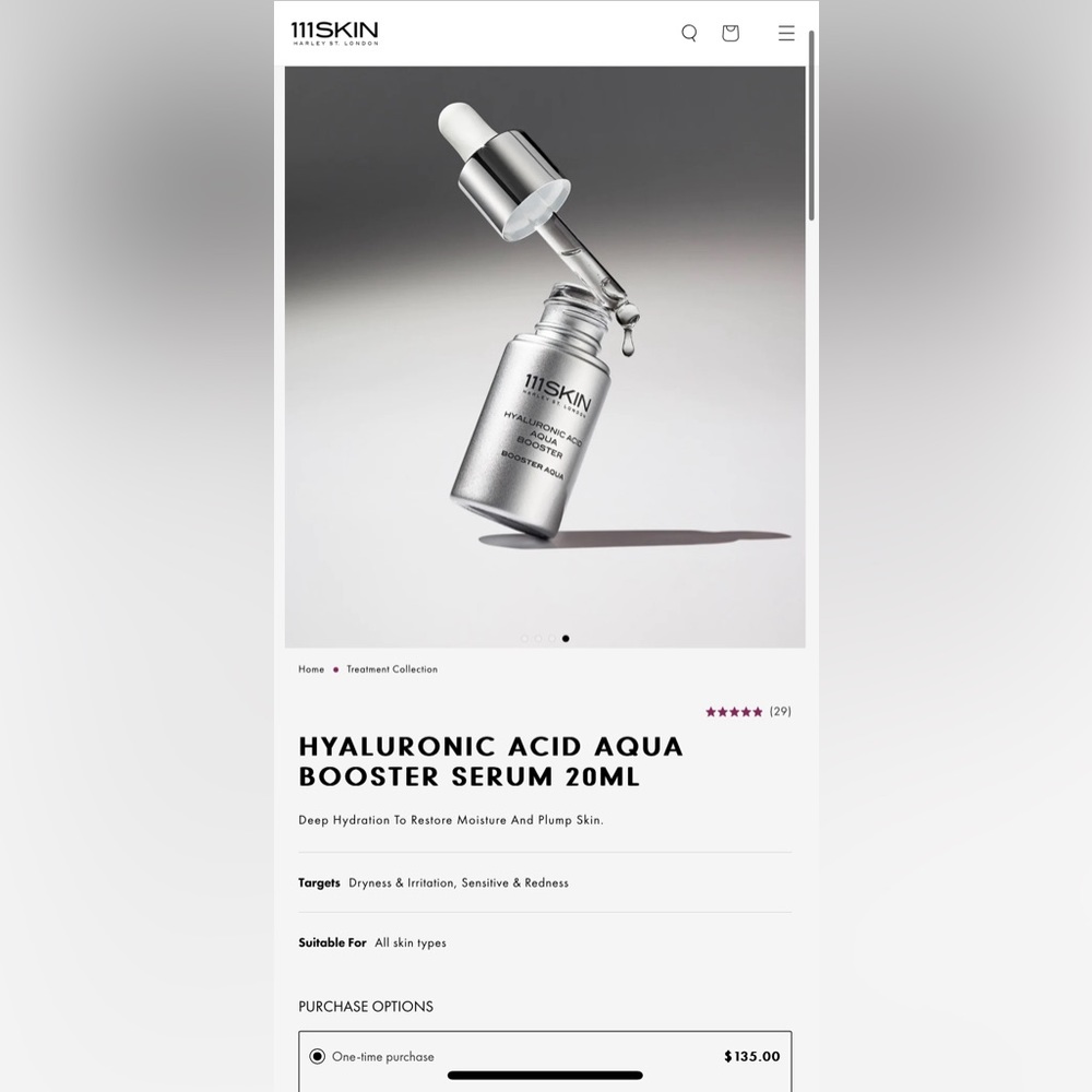 SOLD - 111Skin - HYALURONIC ACID AQUA BOOSTER SERUM 20ML